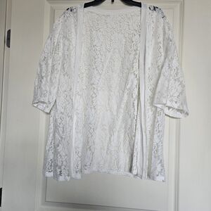 Off White Lace Kimono Cardigan